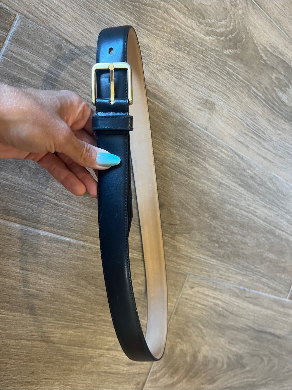 Haggar Black Leather Belt with Gold Buckle